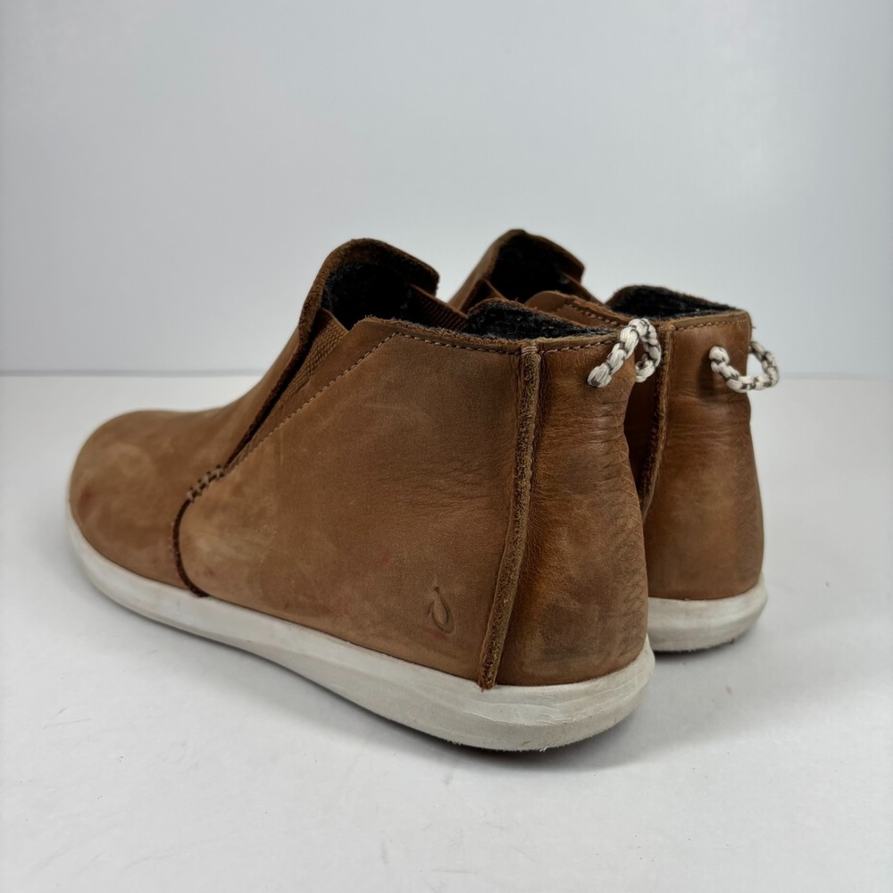 OluKai Women's Tan Suede Slip-On Winter Boots - Picture 12 of 16